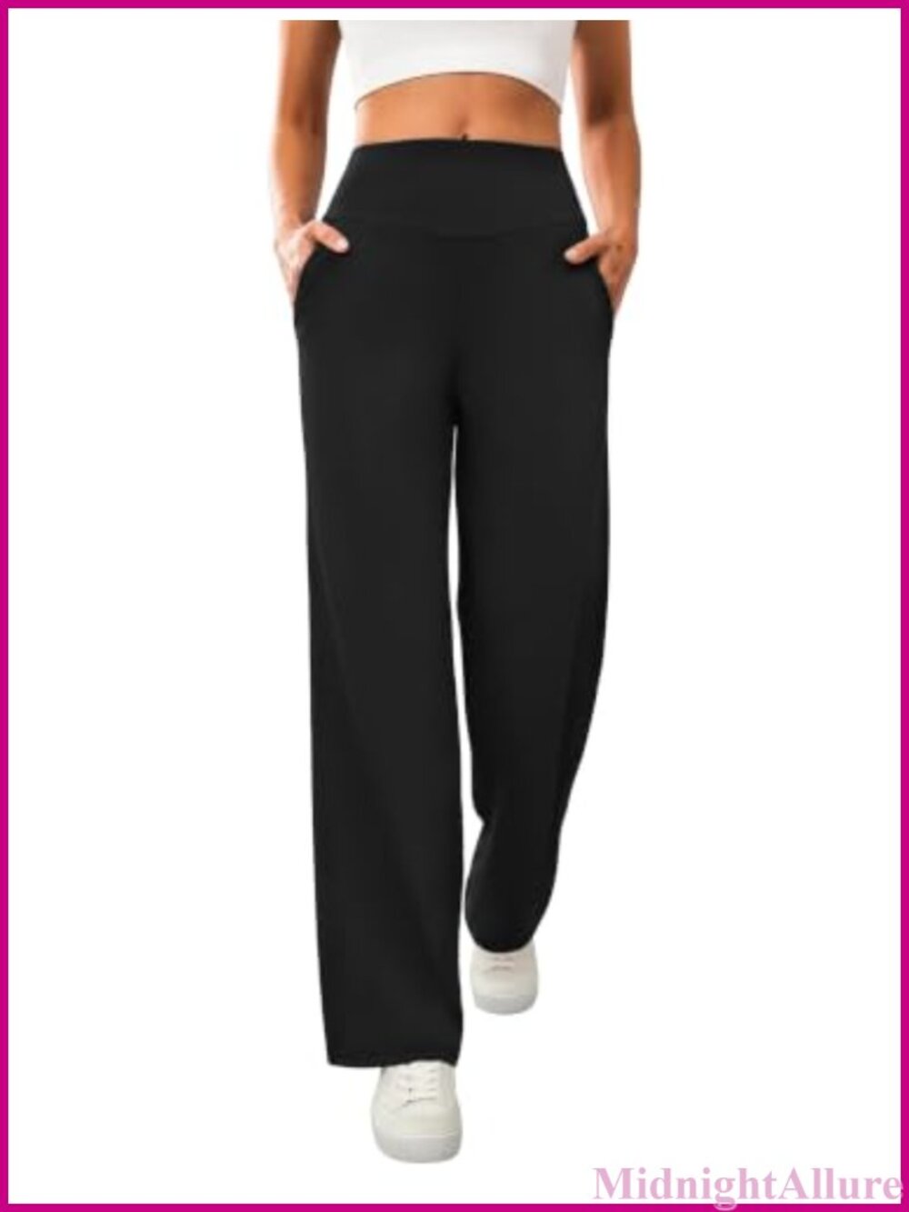 Womens Wide Leg Yoga Pants High Waisted Trousers with Pockets